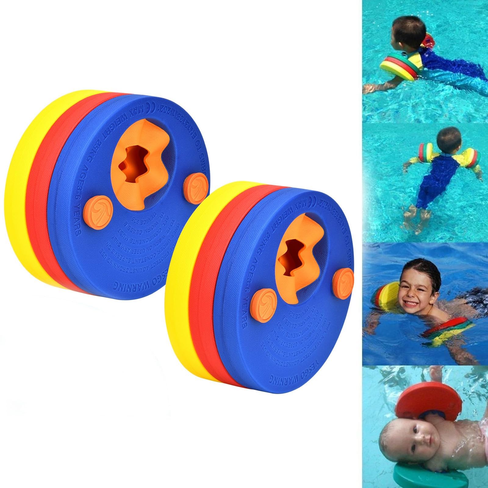 Queta Foam Swim Discs for Children, Colourful Arm Float Bands Floating Swim Wings/Wristbands Aid for Kids (Swimmer Foam Discs) 6 pieces