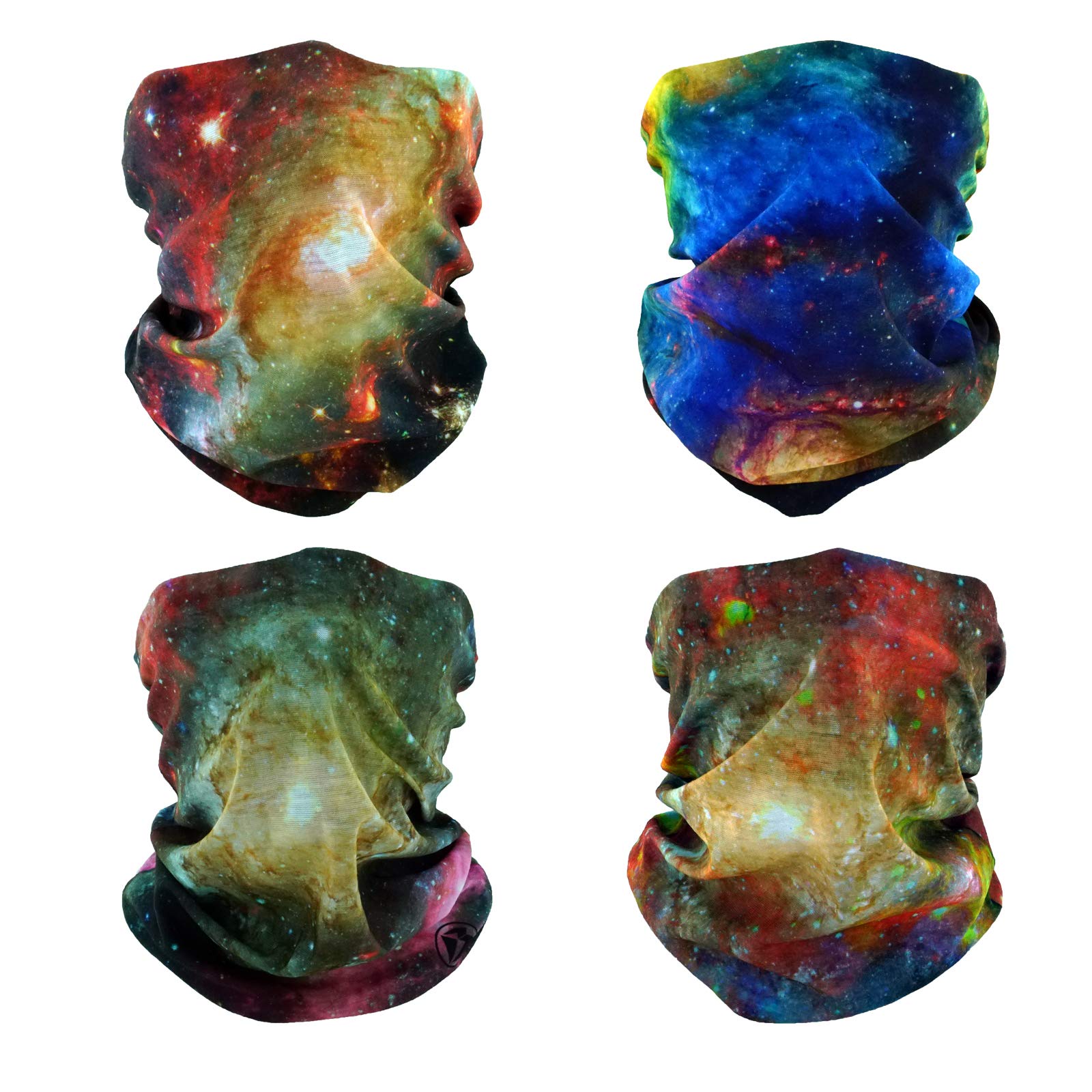 Smehcf Unisex 4X Galaxy Seamless Half Face Mask #2 4 Headband Bandana Balaclava Half Face Mask Shield Head Hair Scarf Neck Gaiter Hat Multipurpose For Women Men Breathable Reusable Washable Universe Nebula Galaxy Blure Orange