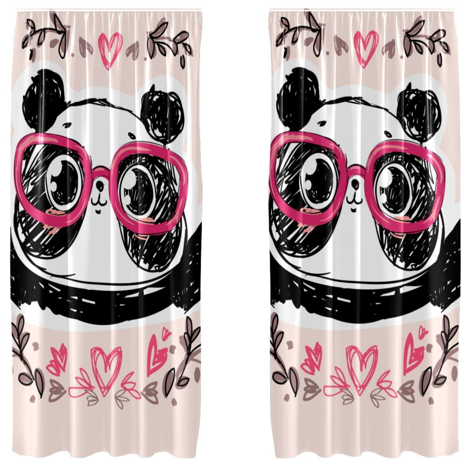Rideaux occultants panda 140x213 cm pour chambre enfant avec oeillets