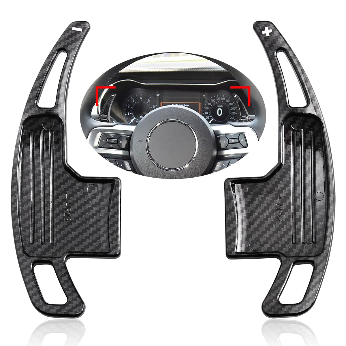 Carbon Fiber Shift Paddle Extension Compatible for Ford Mustang 2015-2021 2022 2023 Accessories Steerin Wheel Paddle Shifter Extended