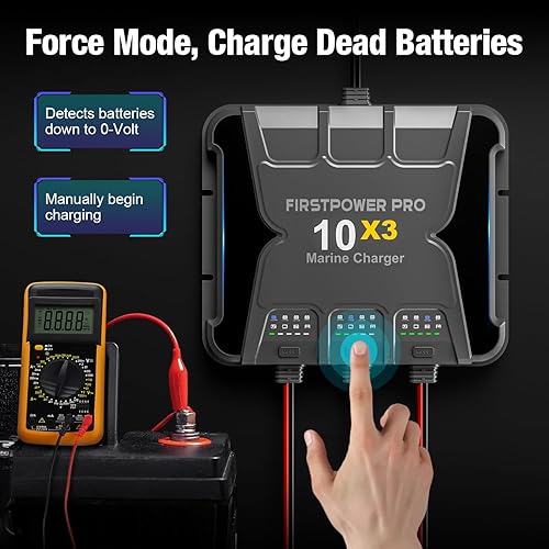 Miniatura 5 de Cargador de batería marina de 3 bancos 10X3, 30A (10A/Banco) – Cargador de batería a bordo impermeable de 12 V, mantenedor de batería y desulfatador