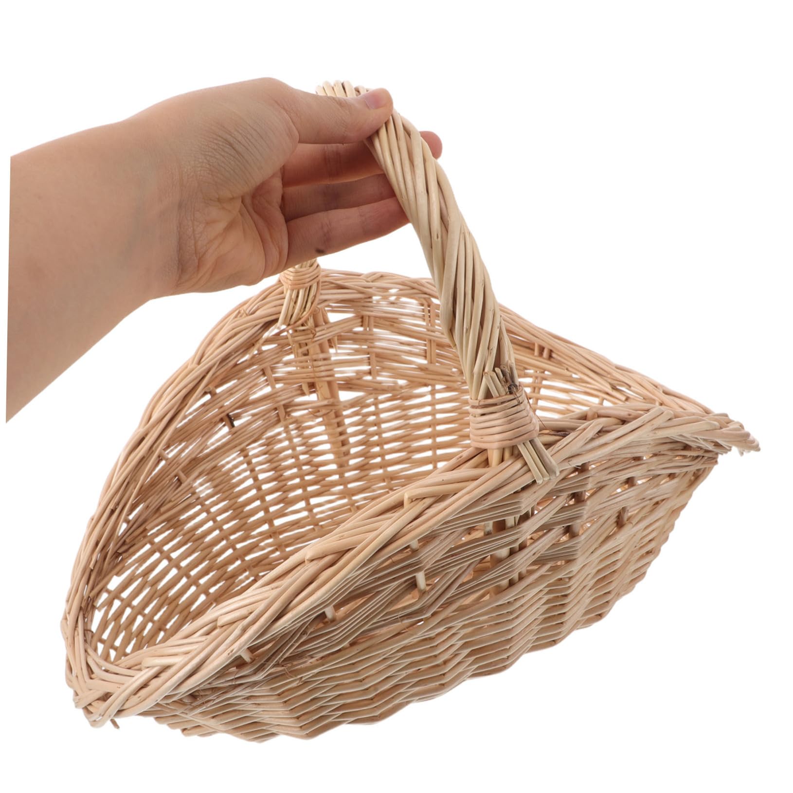 Cesta de Mimbre Natural con Asa Ventilada para Picnic Almacenamiento Flexible de Frutas Verduras y Huevos Diseño Artesanal Resistente para Cocina y Exteriores
