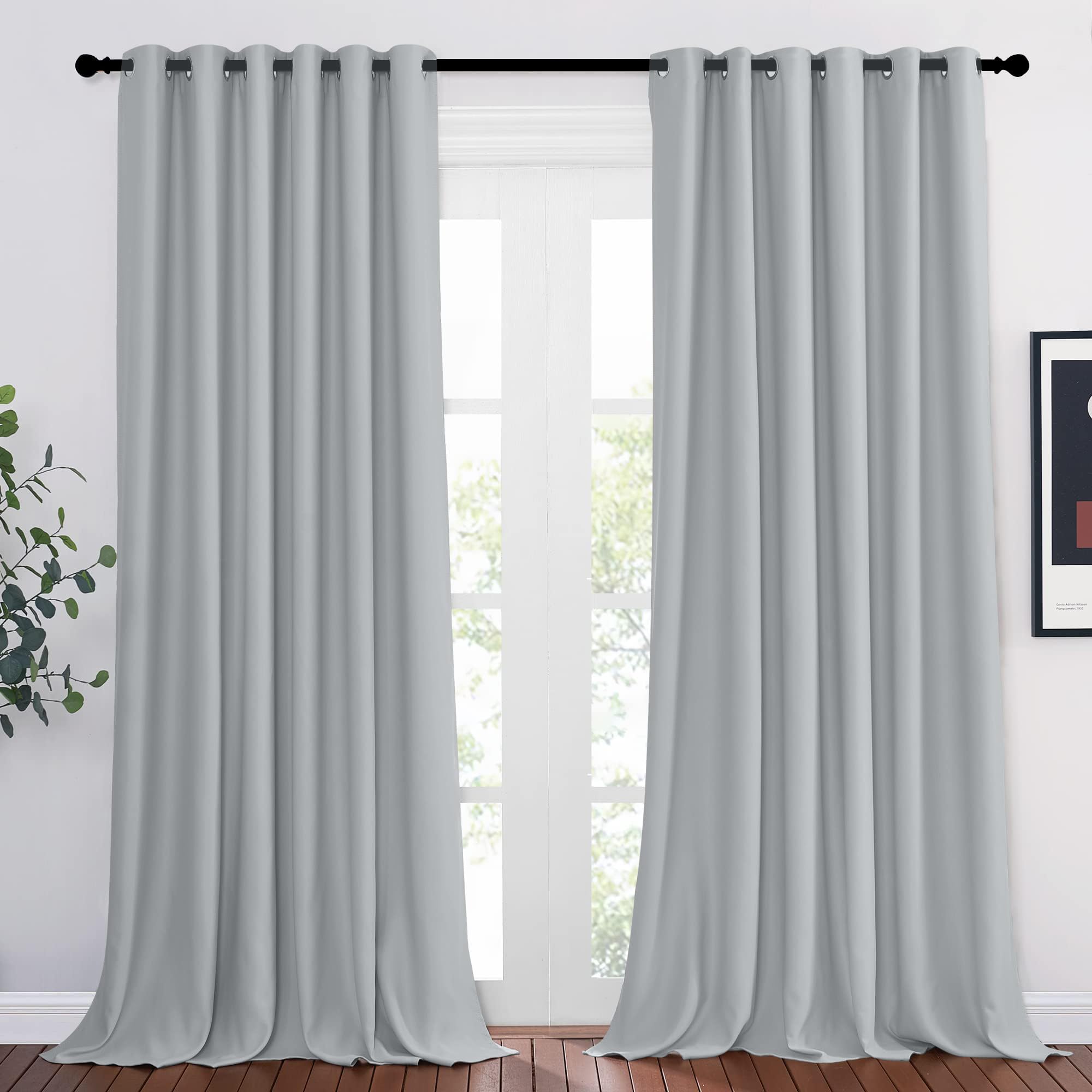 PONY DANCE Blackout Curtains for Kids Bedroom Thermal Insulated Curtains Eyelet Extra Wide Drapes for Nursery/Living Room/Hotel, 2 Panels, W90 X L108, Silver Grey — image 1