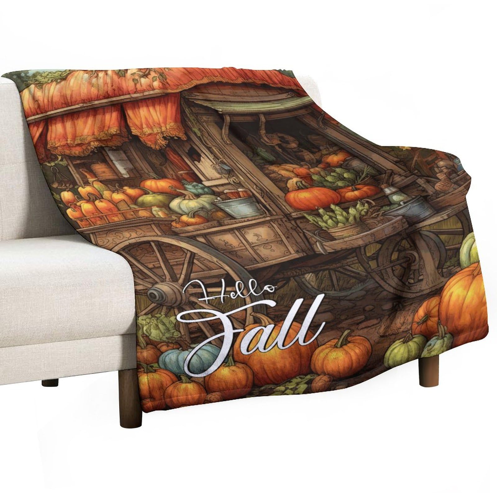 Couverture douce fleurs jaunes d'automne 101x127 cm pour adulte