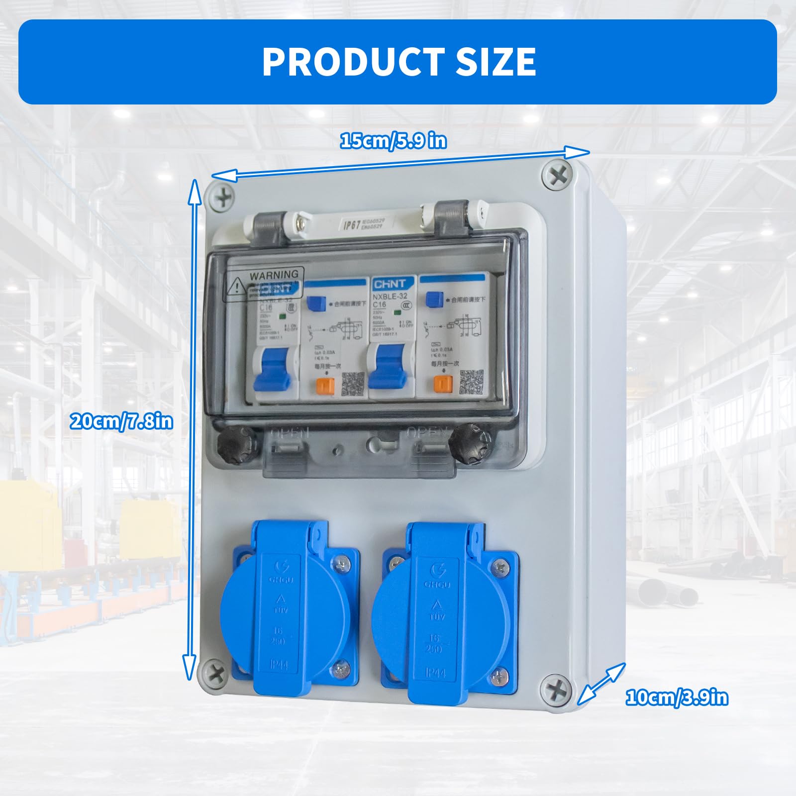 Distribuidor De Corriente Para Construcción - 2 Tomas 230V/16A + 1 CEE 16A, IP44