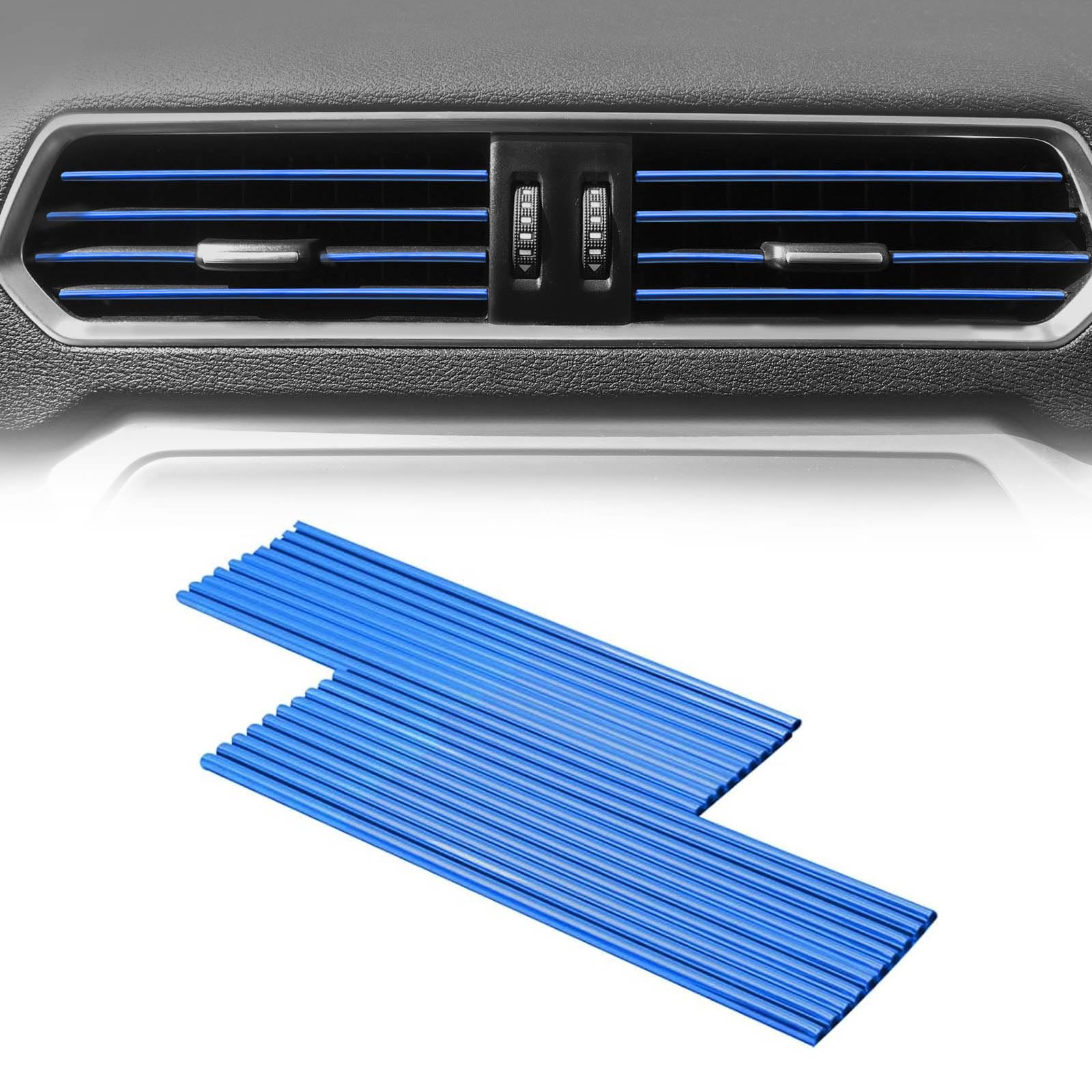 Photo 1 of 20PCS Car Air Conditioner Vent Outlet Trim, Universal Bendable & DIY Vehicle Air Conditioner Decoration Strip for Vent Outlet, Auto Interior Accessories for Men Women, Suitable for Most Cars (Blue)