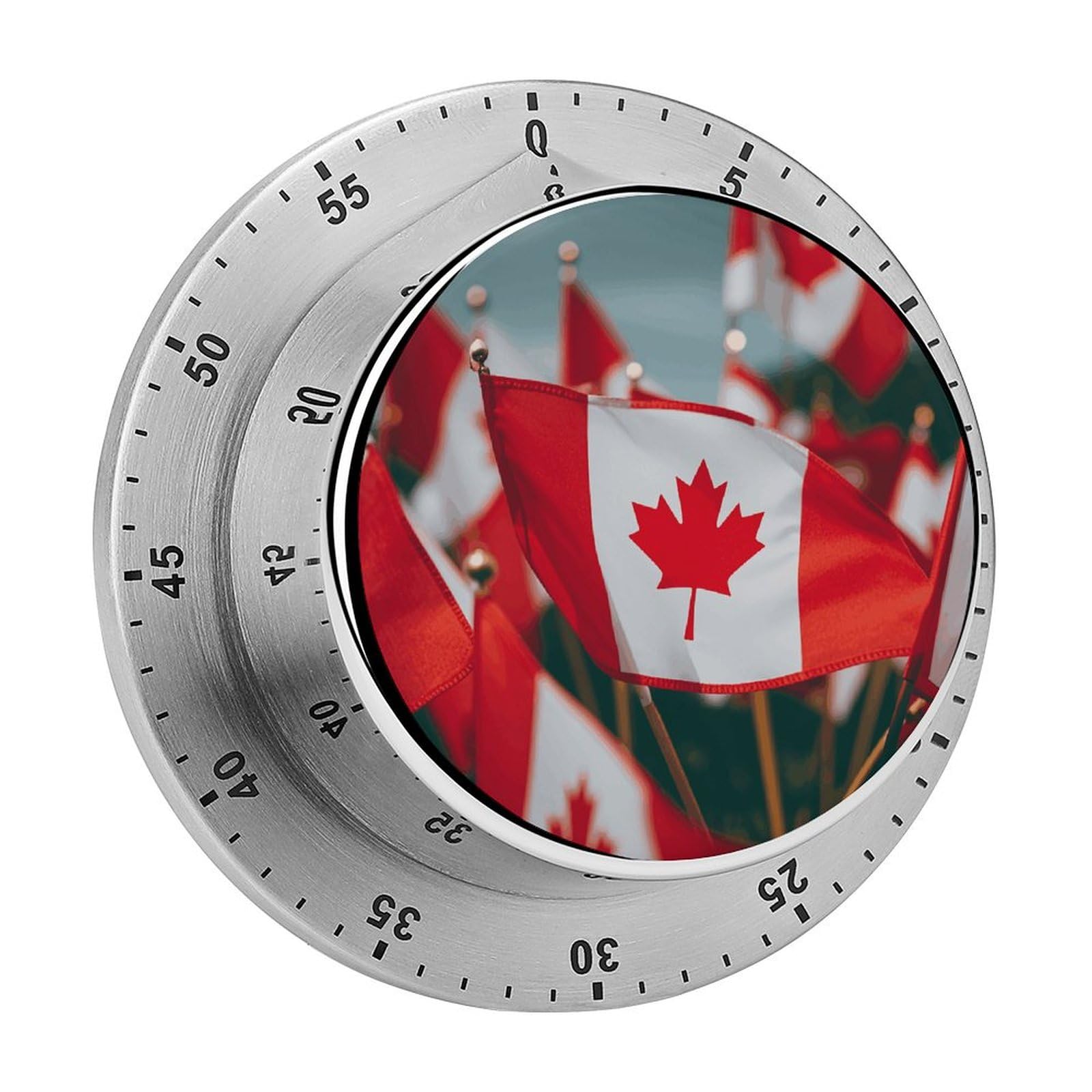 Many Small Canadian Flags Manual Countdown Timer with Magnetic Base Visual Mechanical Timer for Classroom Home Study and Cooking