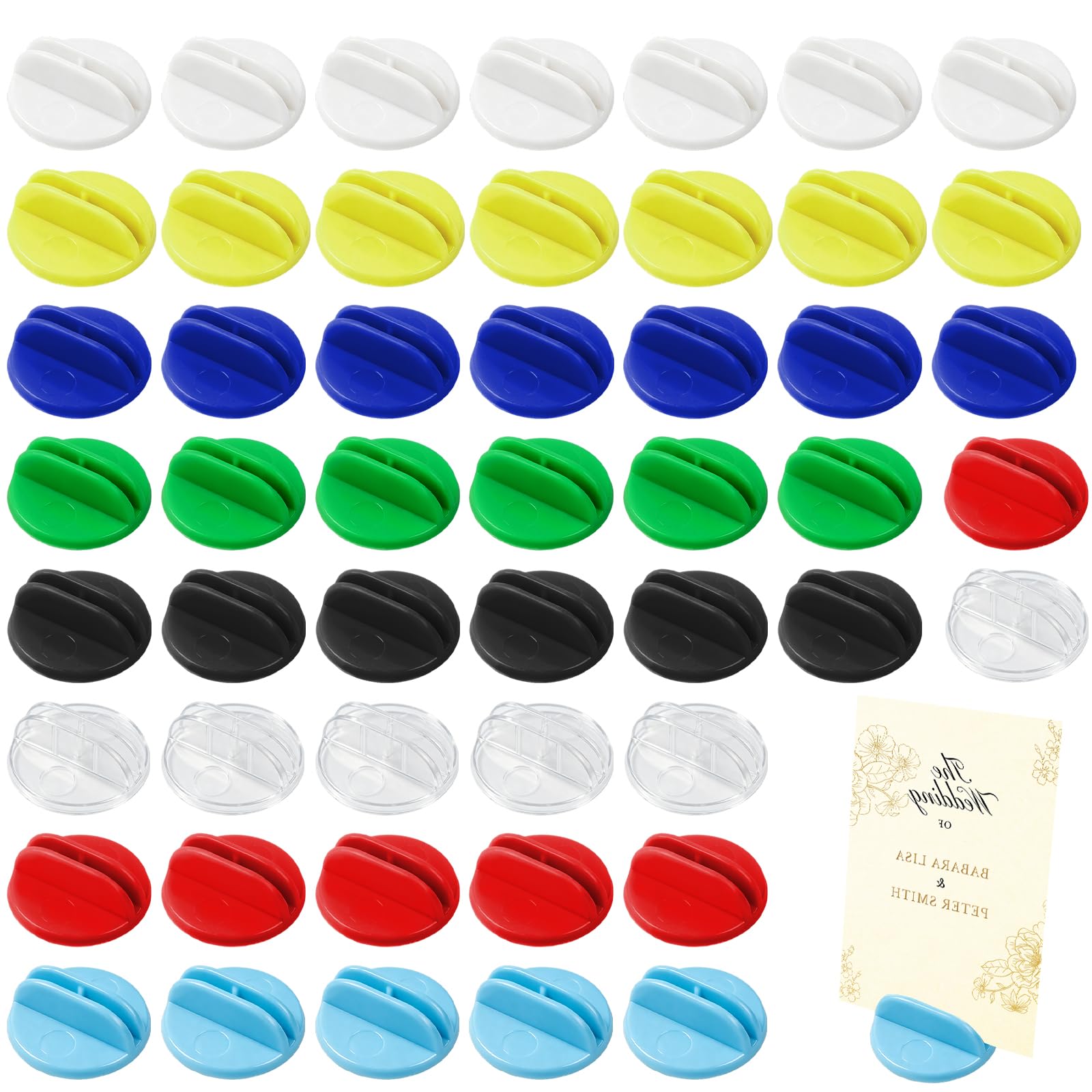 BLMHTWO 50PCS Plastic Card Stand Plastic Card Stand for Table(Random Color)
