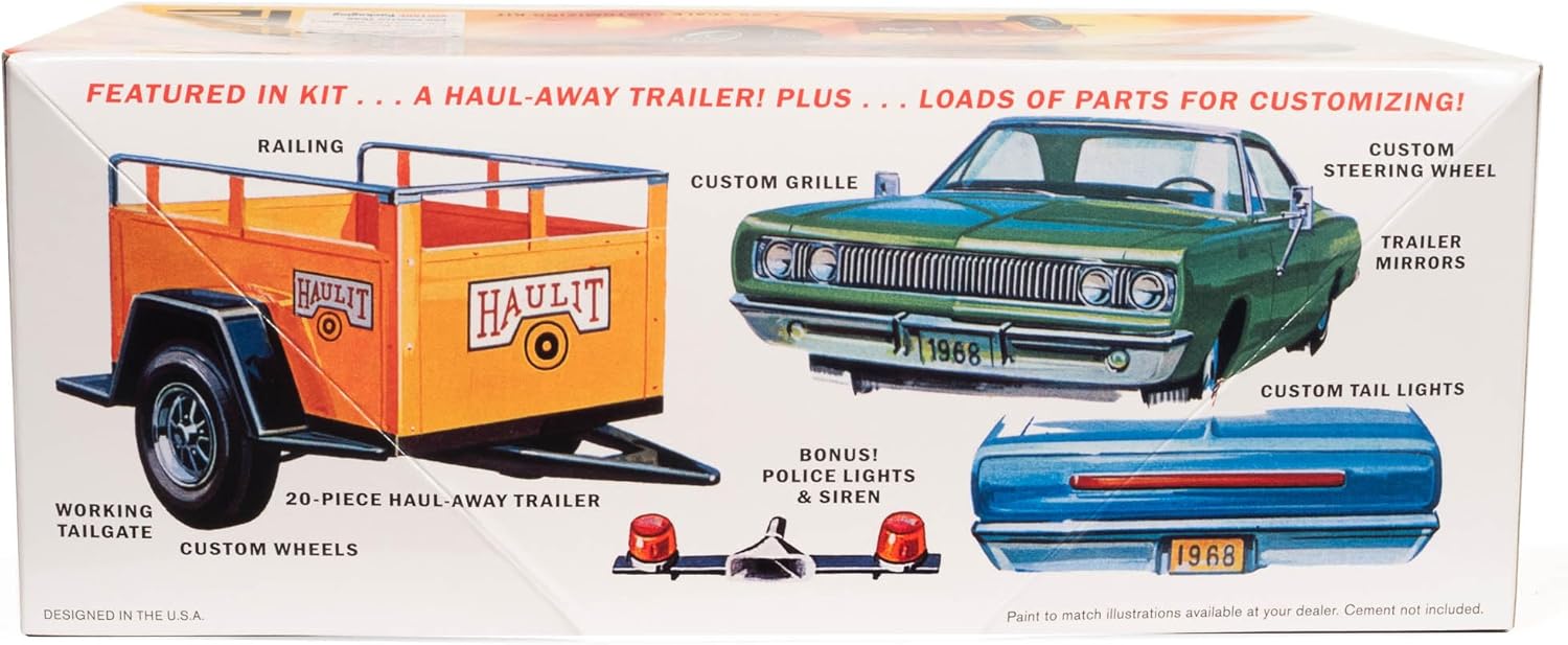 MPC 1968 Dodge Coronet Hardtop w/Trailer 1:25 Scale Model Kit