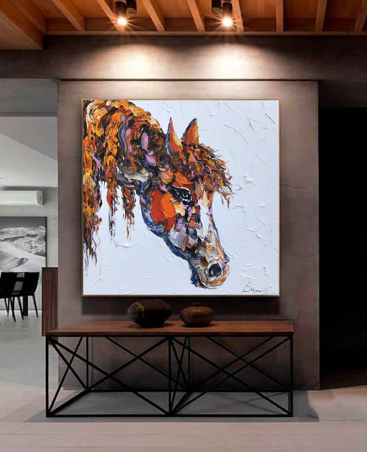 HORSE 油絵アート Amazon.com: KSALPCH Abstract Horse Painting, Large Oil