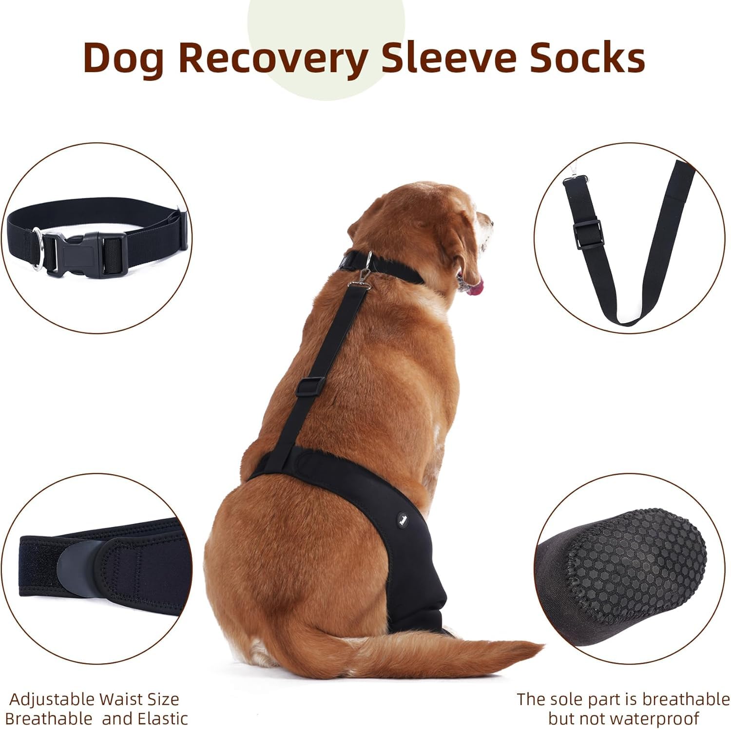 Chaussettes pour chien pour éviter de lécher les pattes - Manchon respirant pour éviter de lécher et de mordre - Chaussettes fermes et sécurisées - Taille réglable - Taille XL - Gauche