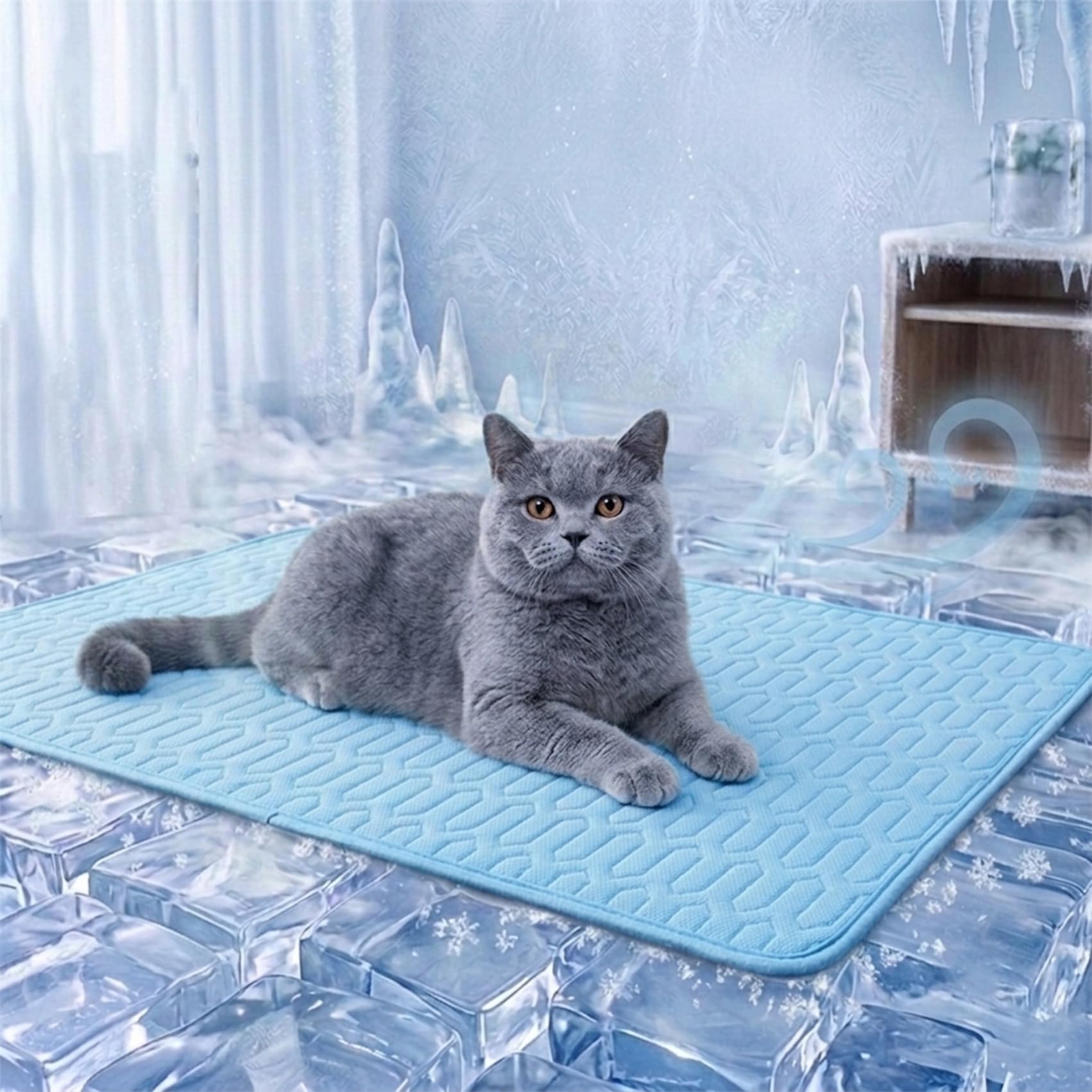 Lonivea Cooling Mat for Cats - Instant Cooling Relief，Blue ：S (50 x 40cm)