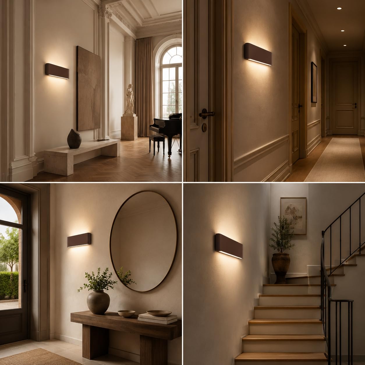 Dopa Applique da Parete LED 20W biemissione Moderna per Esterni e Interni 30CM, Lampada da Muro in Alluminio Rettangolare Impermeabile IP65, Luce per Giardino, Corridoio, Bagno, Soggiorno, Scale