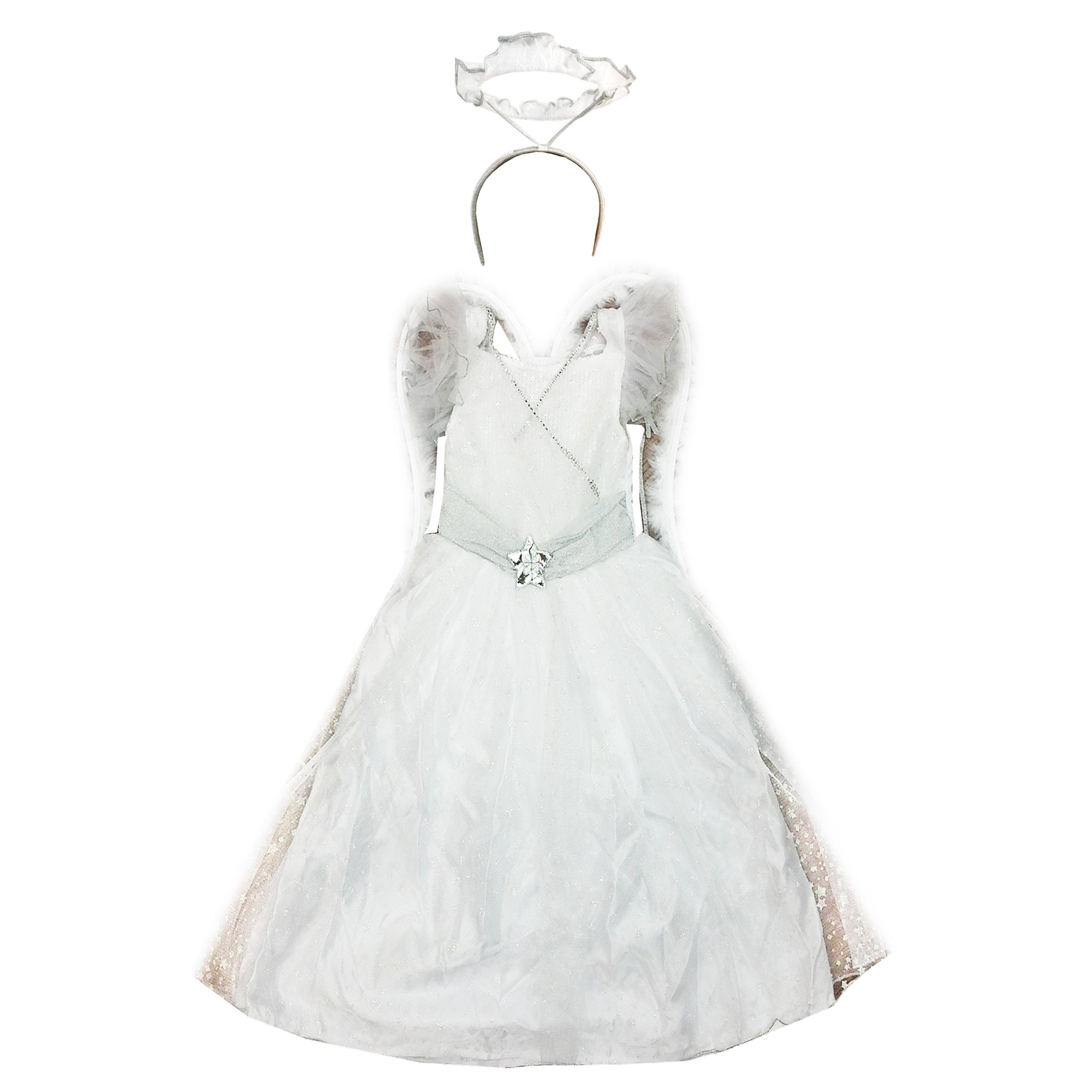Fairy Dressing up Costume for Girls - Butterfly Fairy Wings, Stars and Headband Halo Fairy Fancy Dress Costume Set White 1-4 Years