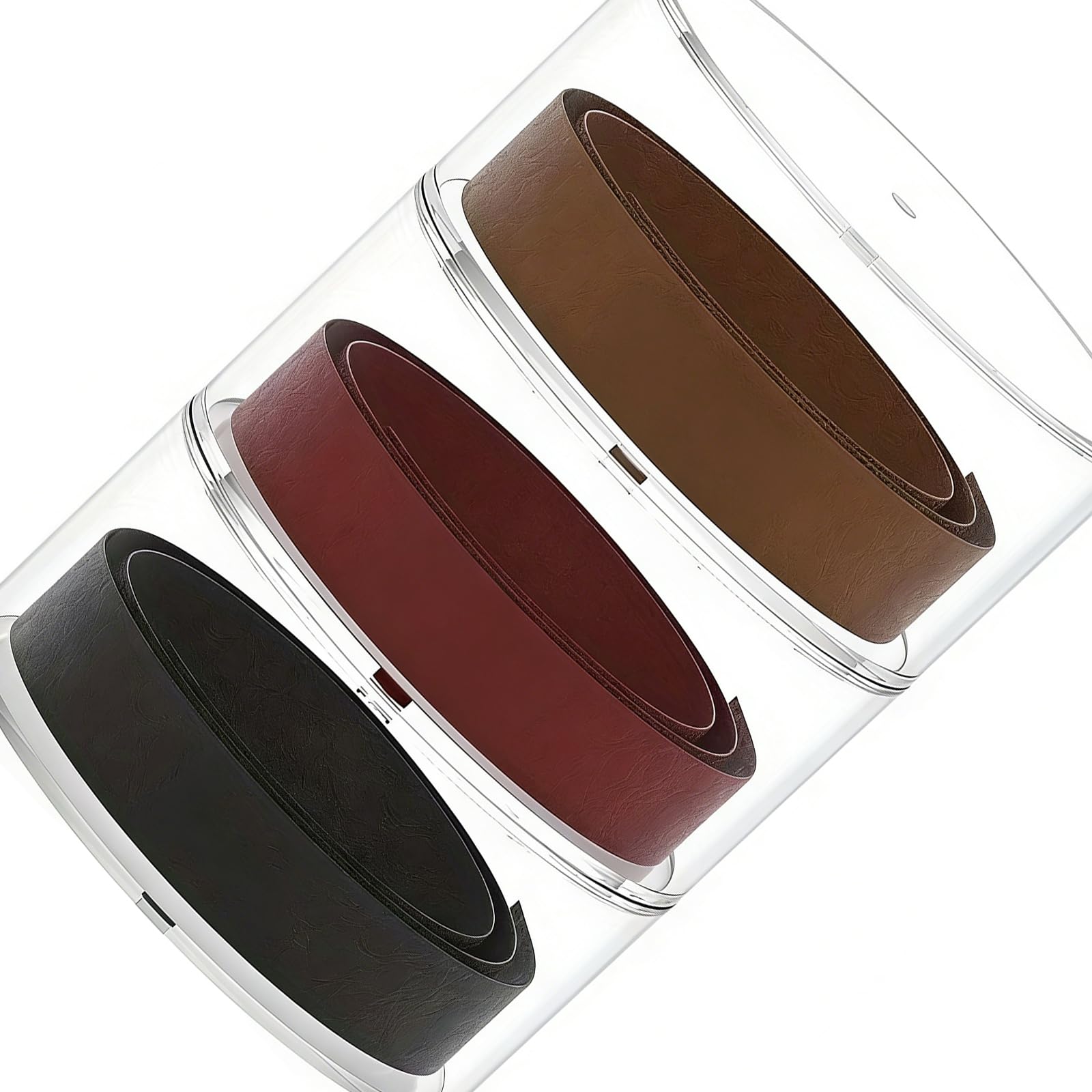 TFAOYS Visible Round Belt Display Case with Attachable Lids and Variable Height Arrangement Compact Belt Storage Case