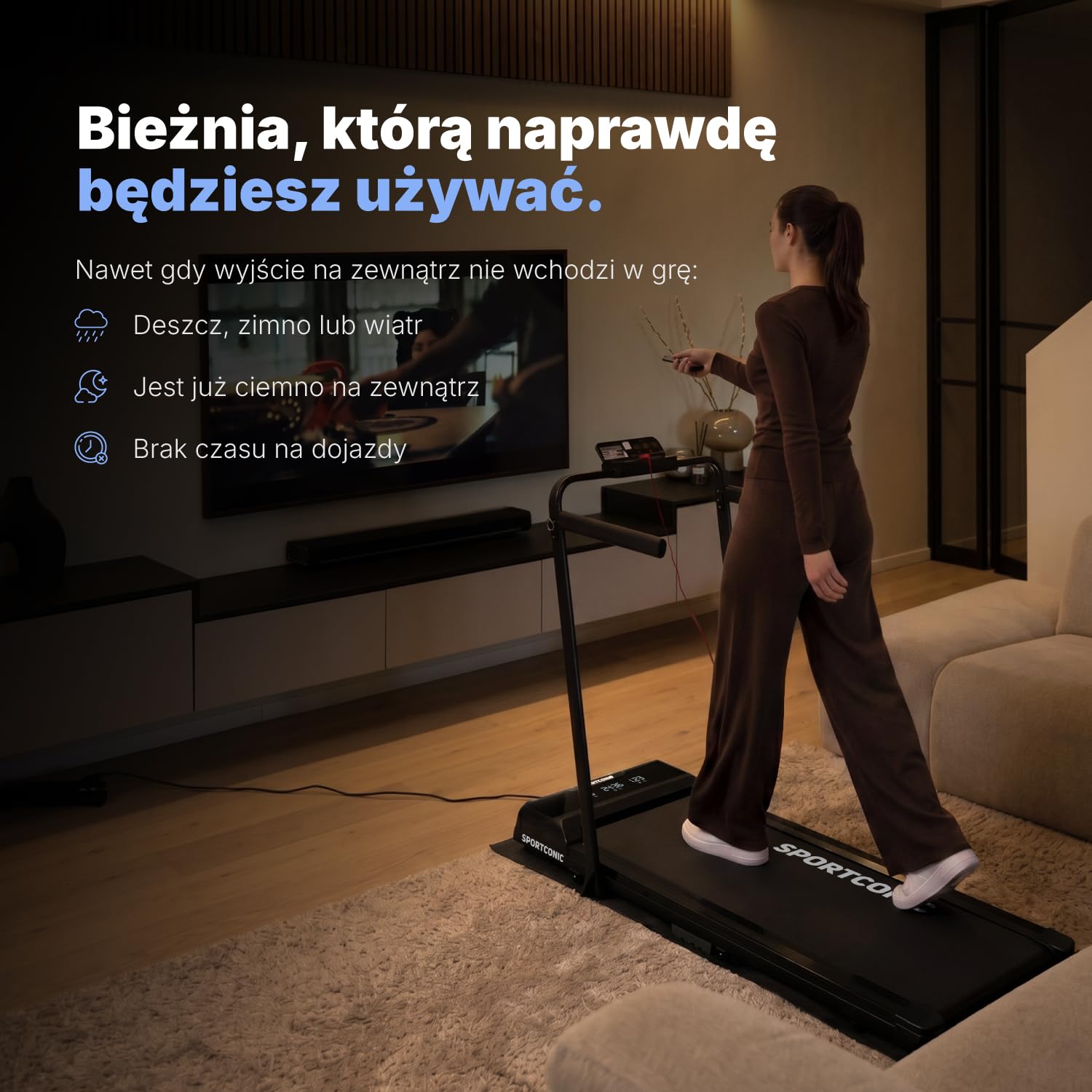 Sportconic Bieżnia Elektryczna 1-12KM/H | Bieżnia do Domu Składana | Bieżnia z Nachyleniem | Pod Biurkiem | Zestawie Uchwyt Na Tablet i Pilot (Bez maty ochronnej, 1-12 km/h (P106FA))