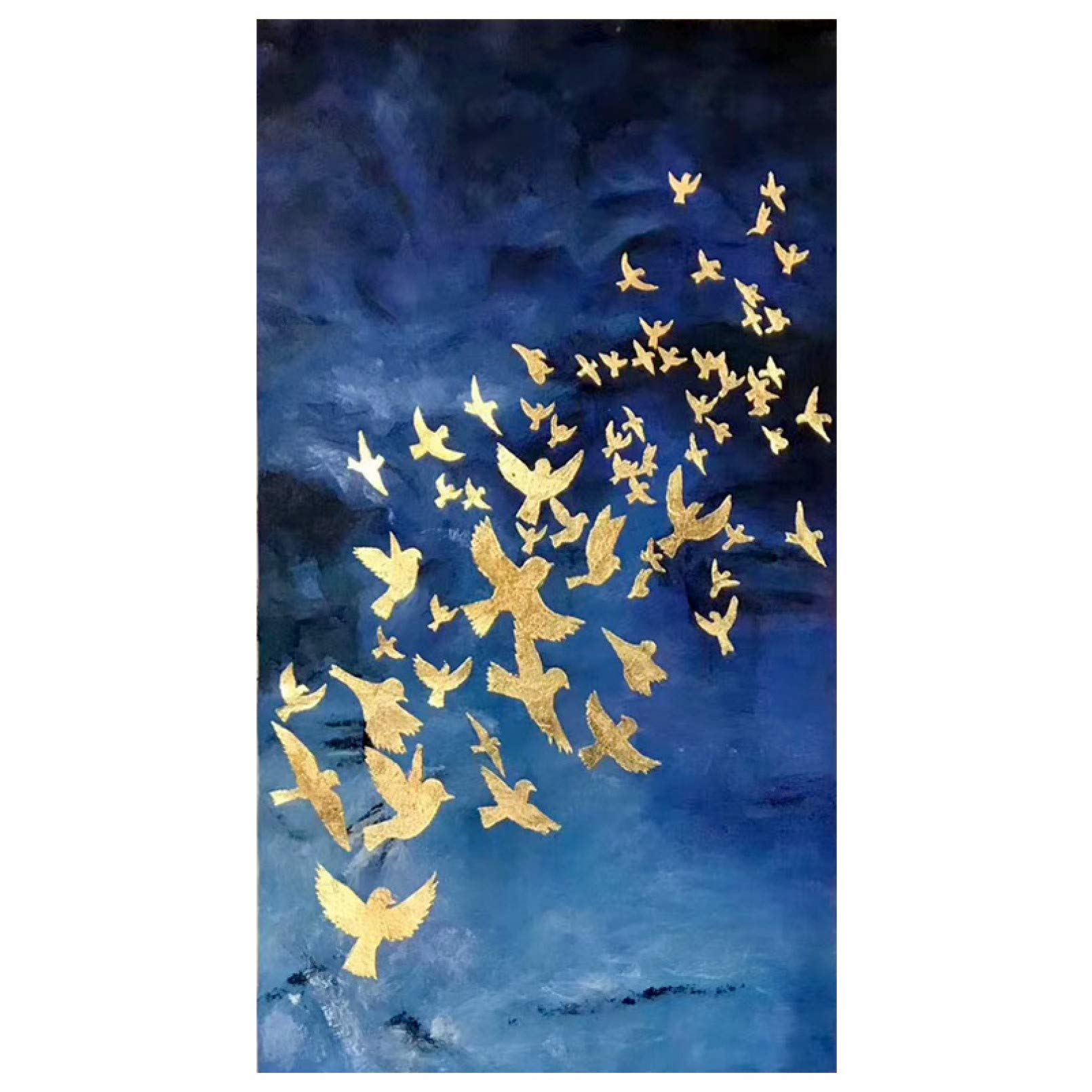 Peinture oiseau d'or fait main à l'huile sur toile haut de gamme