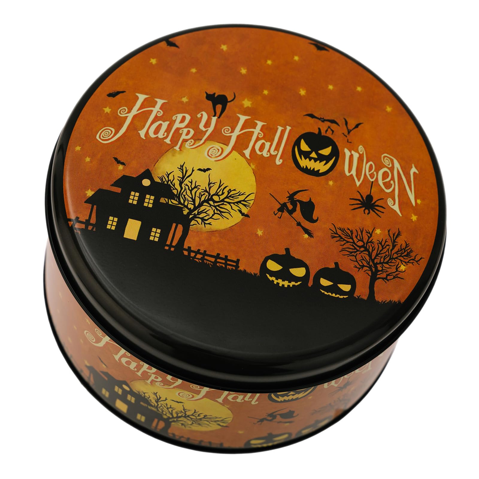 WAGHAVEN Festival Halloween Round Tin Box Ideal for Organizing Stationery and Keeping Workspaces Tidying Traditional Fashion Halloween Box