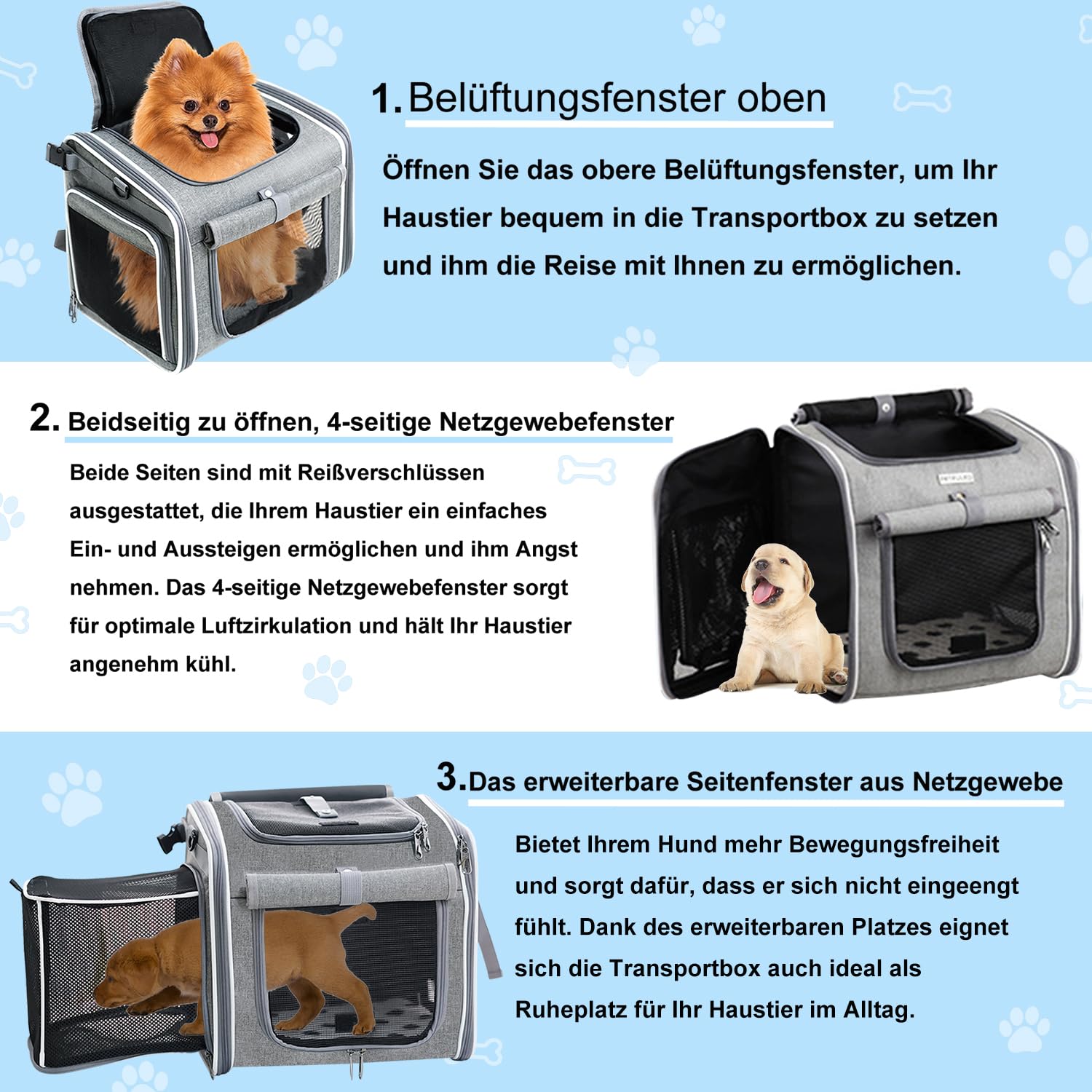 hundekorb Fahrrad vorne, Fahrradkorb Hund, hundekorb Fahrrad mit 4 Mesh-Fenster, Hunde Fahrrad Korb 4-Offenen Türen, fahrradkorb für Hunde für Kleine Katzen und Hunde
