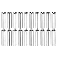 Vista 13 de MECCANIXITY Tuerca de acoplamiento redonda, rosca hembra M4x0.7mm 30mm de rosca, conector de manga redonda para varilla de barra de tubo, tuerca