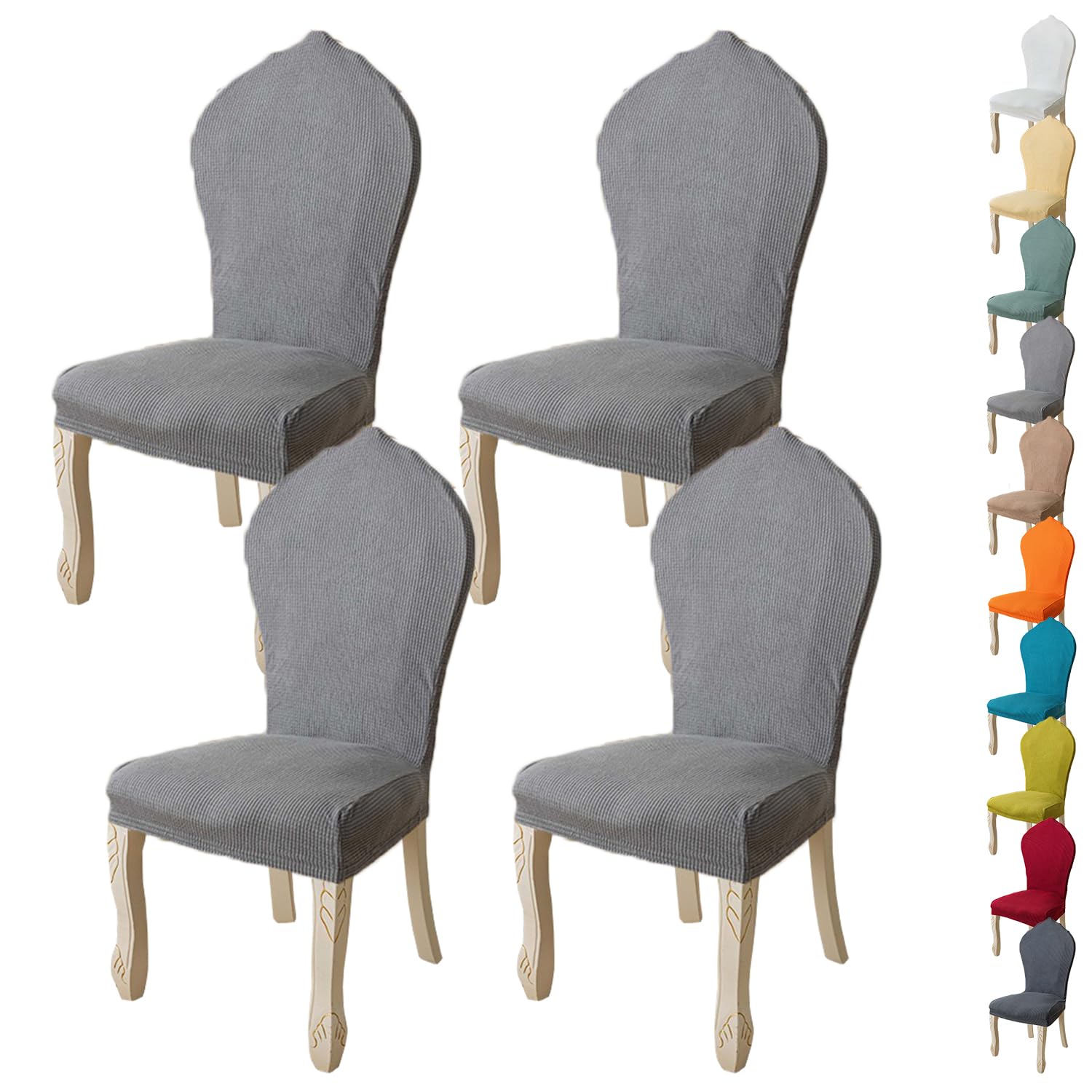 KCCRHIN Round Back Dining Chair Slipcover Stretch Curved Back Dining Room Chair Cover Set of 2 4 6 Elastic Chair Protector Cover High Back Chair