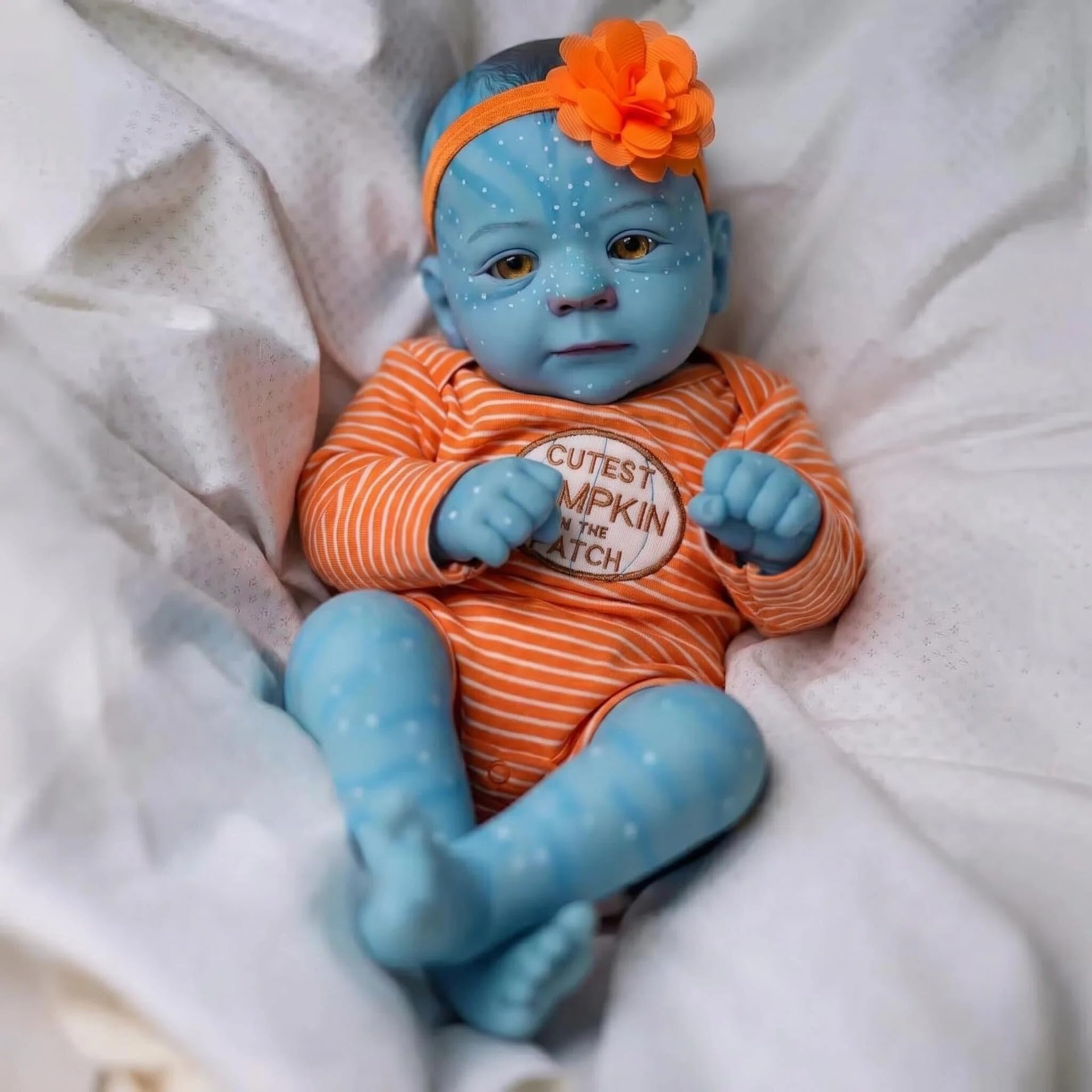 Pinky Reborn Muñecas Reborn Realistas 19 Pulgadas Ojos Amarillos Muñeca Elfa Recién Nacida Niña Avatar Juguetes Brilla en la Oscuridad