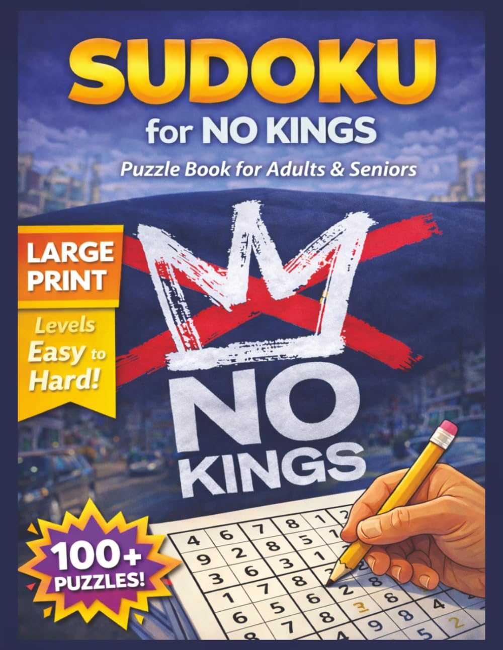 Sudoku for No Kings: Large Print Sudoku Puzzle Book for Adults & Seniors | Easy to Hard Levels with 100+ Puzzles