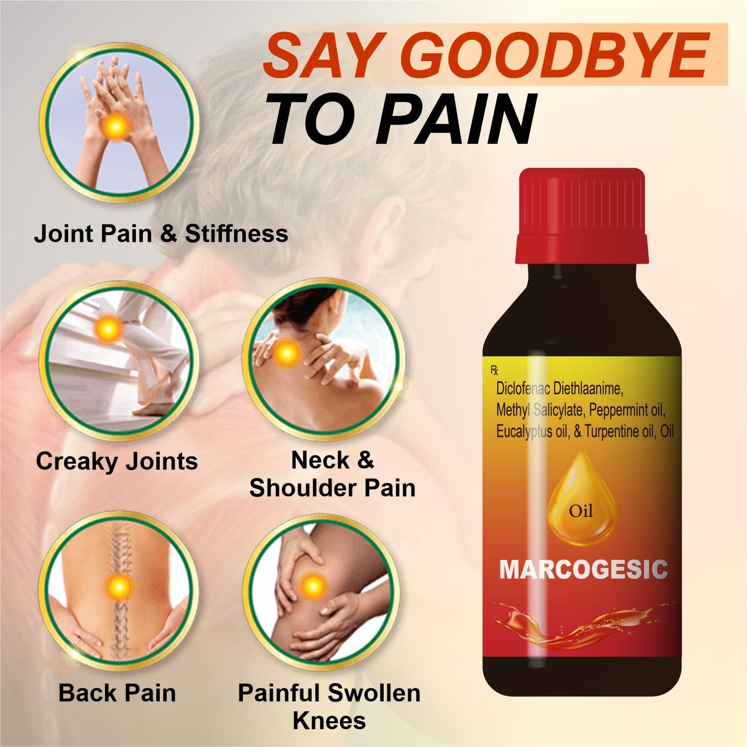 MARC REAL GOLD Marcogesic Pain Relief Oil 60ml Pack of 6 2
