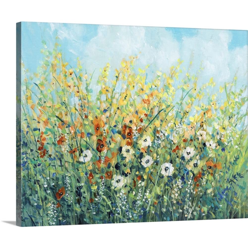 GREATBIGCANVASSummer Flowering I Canvas Wall Art Print, Floral Home Decor Artwork by Tim O’Toole – Plein-Air Painting for Living Room or Bathroom, 30"x24"
