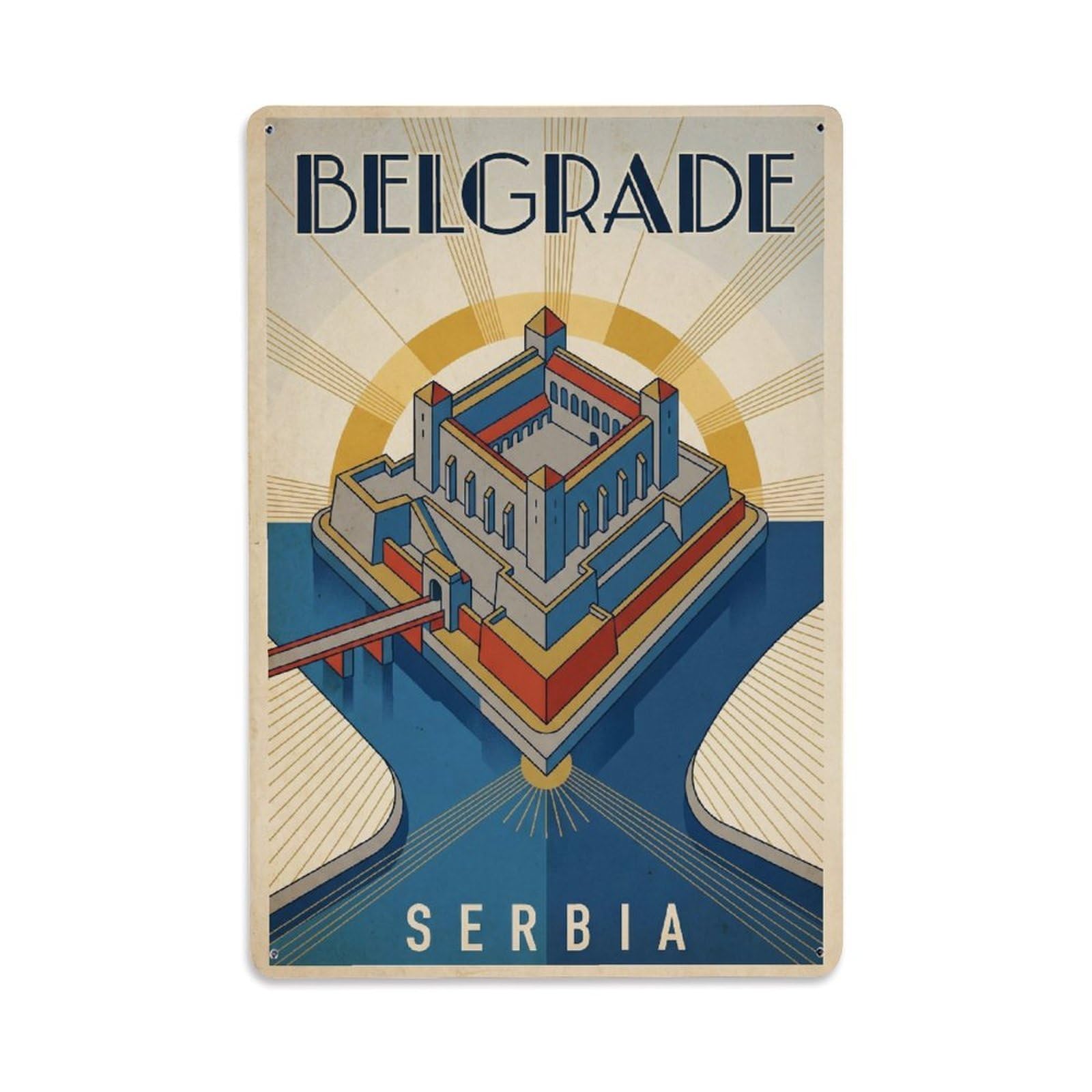Vintage Travel Serbia Belgrade Metal Tin Sign