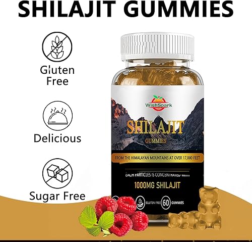 Miniatura 5 de Shilajit para hombres y mujeres Gomitas puras del Himalaya Shilajit de 1200 mg con Chaga, vitamina D3, pimienta negra y ácido fúlvico, 100%