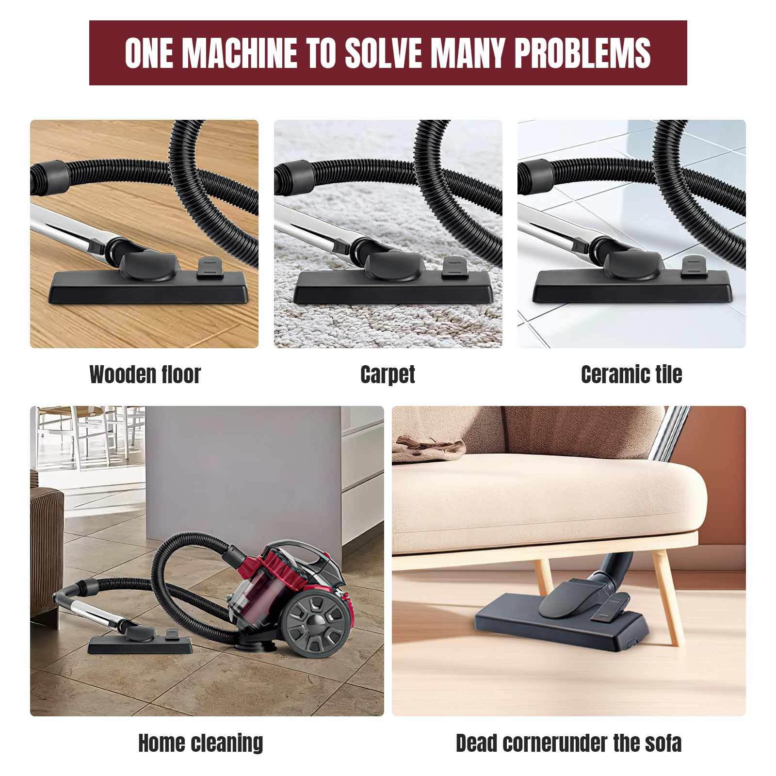 Aspirador sin Bolsa, 2600W, Potente Aspirador 21Kpa. Aspiradors Potente con Cable Portátil, Aspiradors con Bolsa Trineo Silencioso, Cable de 5 m, Motor de Bajo Consumo, Alfombras de Pelo de (1.5L)