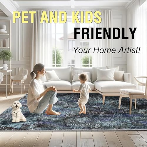 Miniatura 7 de H.VERSAILTEX Alfombras de área para dormitorio, alfombra de área de 5 x 7 pies, esponjosa, peluda, para interiores, para niños, antideslizante,