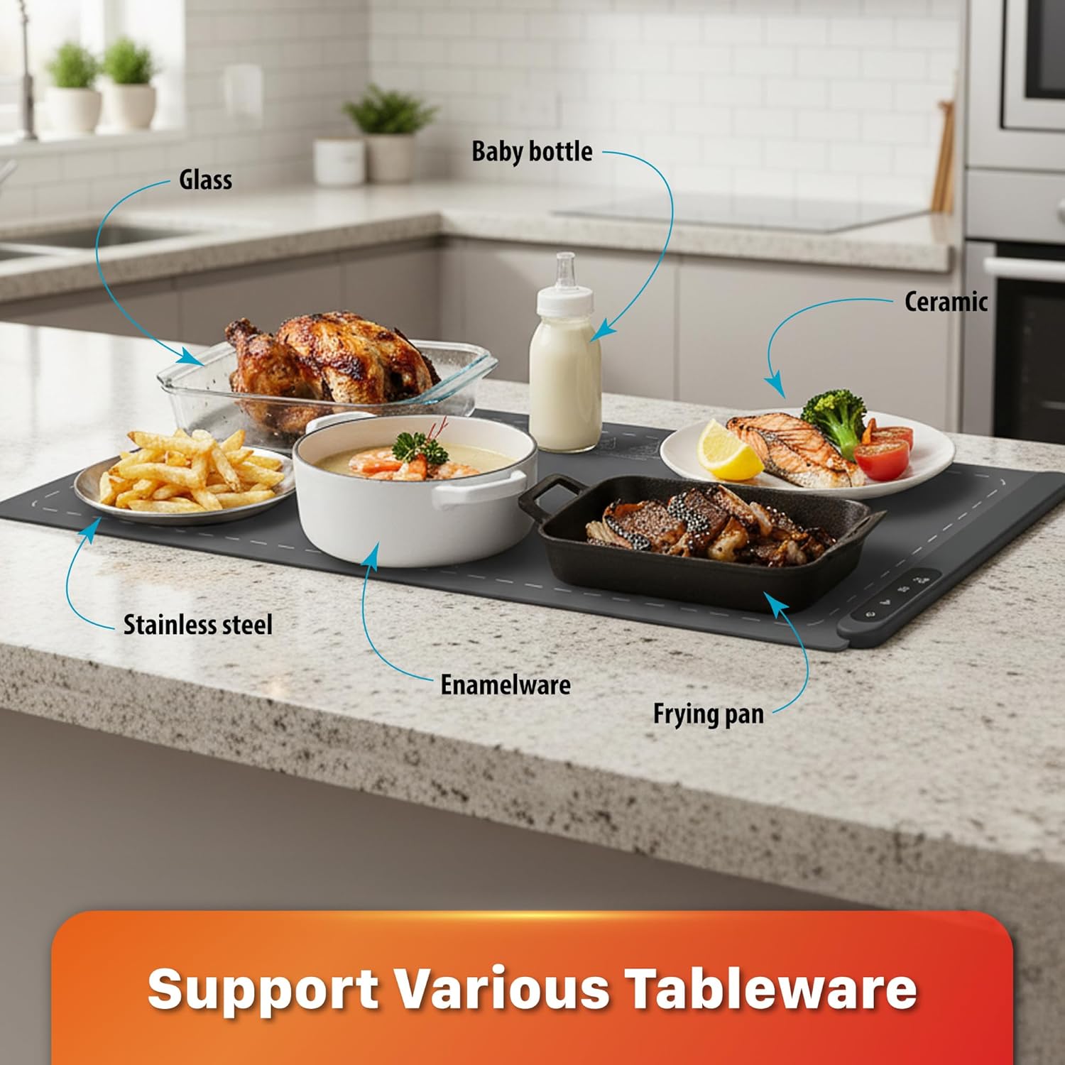 Warming Mat for Food Extra Large -600W /36"x16" XXL Food Warmer for Countertop, Upgrade Graphene Fast Rapid Heating Tray, Adjustable Electric Heating Pad for Buffet Party, 6 Level Temp, 6 Hour Timer