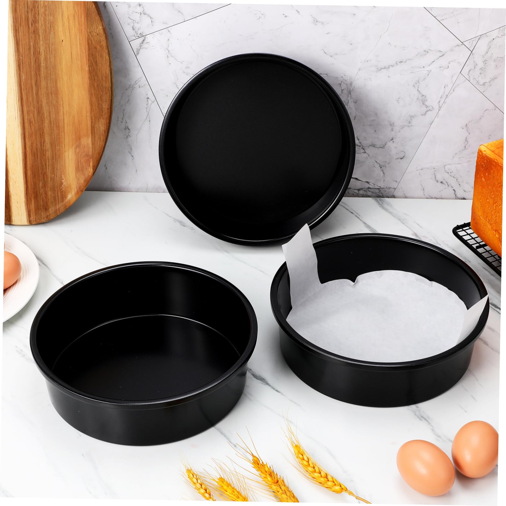 ULTECHNOVO 3piezas Moldes Para Pasteles Redondos De Antiadherente Para Hornear Con Papel De Horno Para Molde De Bizcocho Desmontable