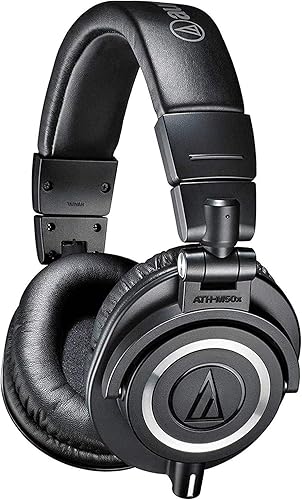 Audio-Technica ATH-M50x Professional Studio Monitor Headphones, Black - Black