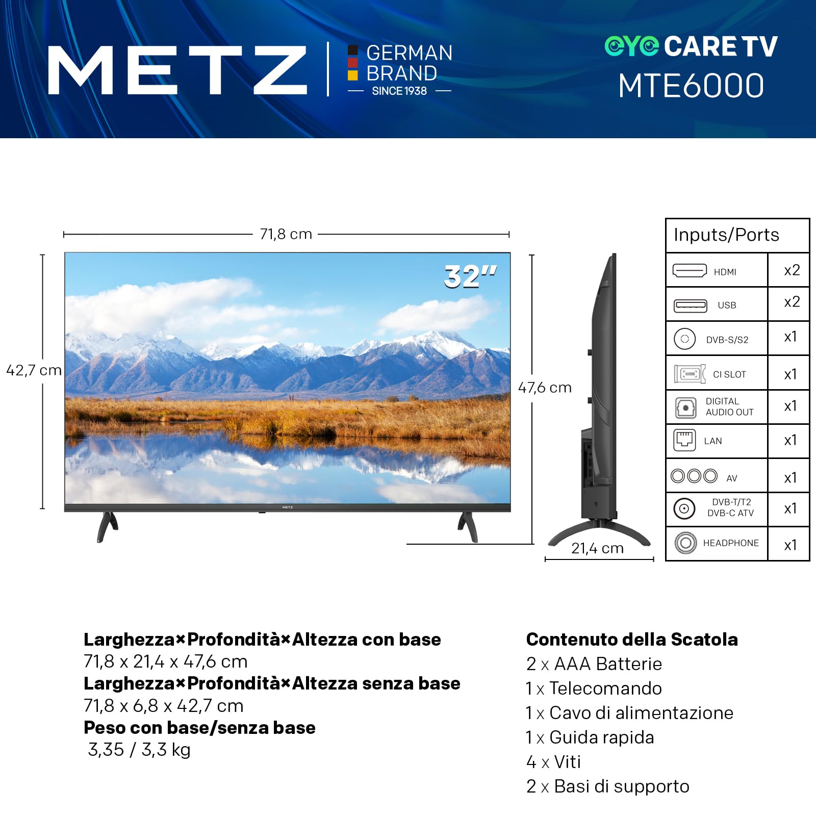 TCL 32 Inch MTE6000 Google TV Direct LED - Dettaglio