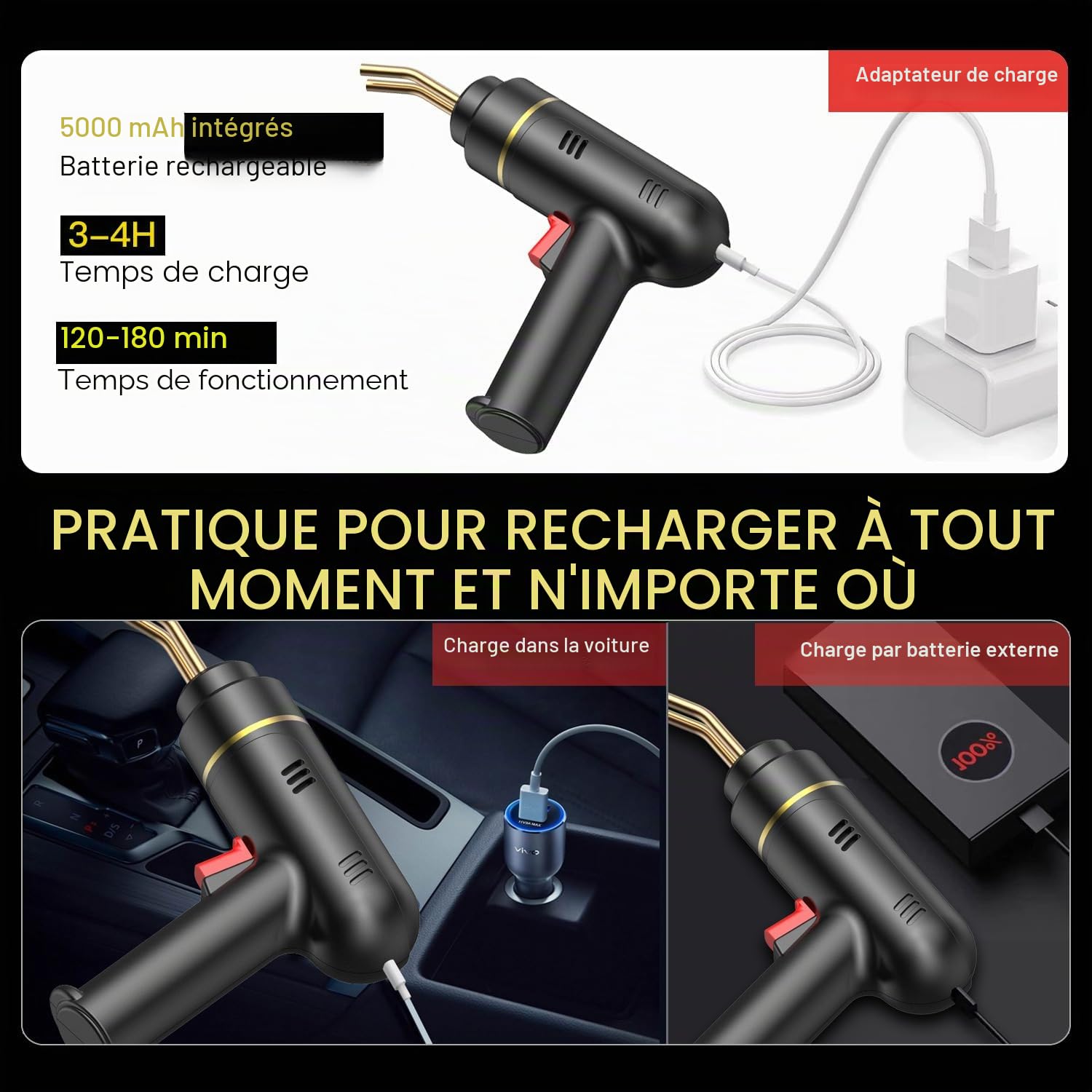 Poste à souder en plastique 200 W rechargeable USB 800 agrafeuses chaude soudure plastique sans fil kit réparation pare-chocs kayak canoë