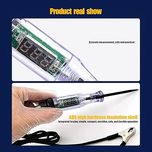 Miniatura 5 de Pack-1 Probador de circuito de prueba digital LED para automóvil, DC 3V6V12V24V bolígrafo de prueba inductiva con cable de resorte retráctil de 70.8