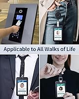 Vista 6 de Uniclife Paquete de 3 portatarjetas de identificación con ventanas de doble cara, funda vertical de plástico duro, bolsa protectora de tarjetas