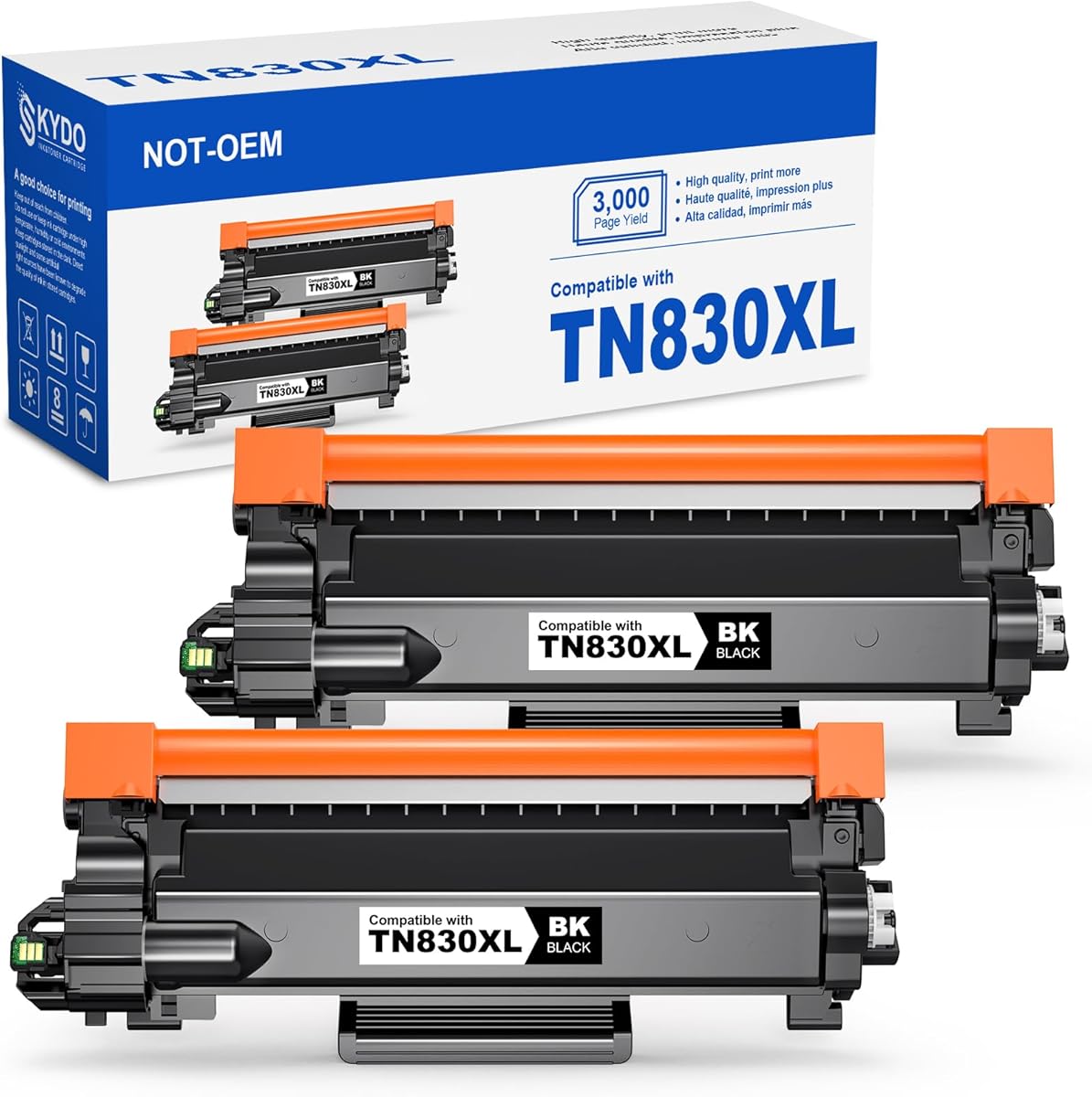 [2 Pack] TN830XL Black Toner Cartridge Replacement for Brother TN830XL TN830BK TN830 XL TN-830BK Work with HL-L2400D HL-L2405W HL-L2460DW HL-L2865DW DCP-L2640DW MFC-L2760DW MFC-L2820DW Printer Toner