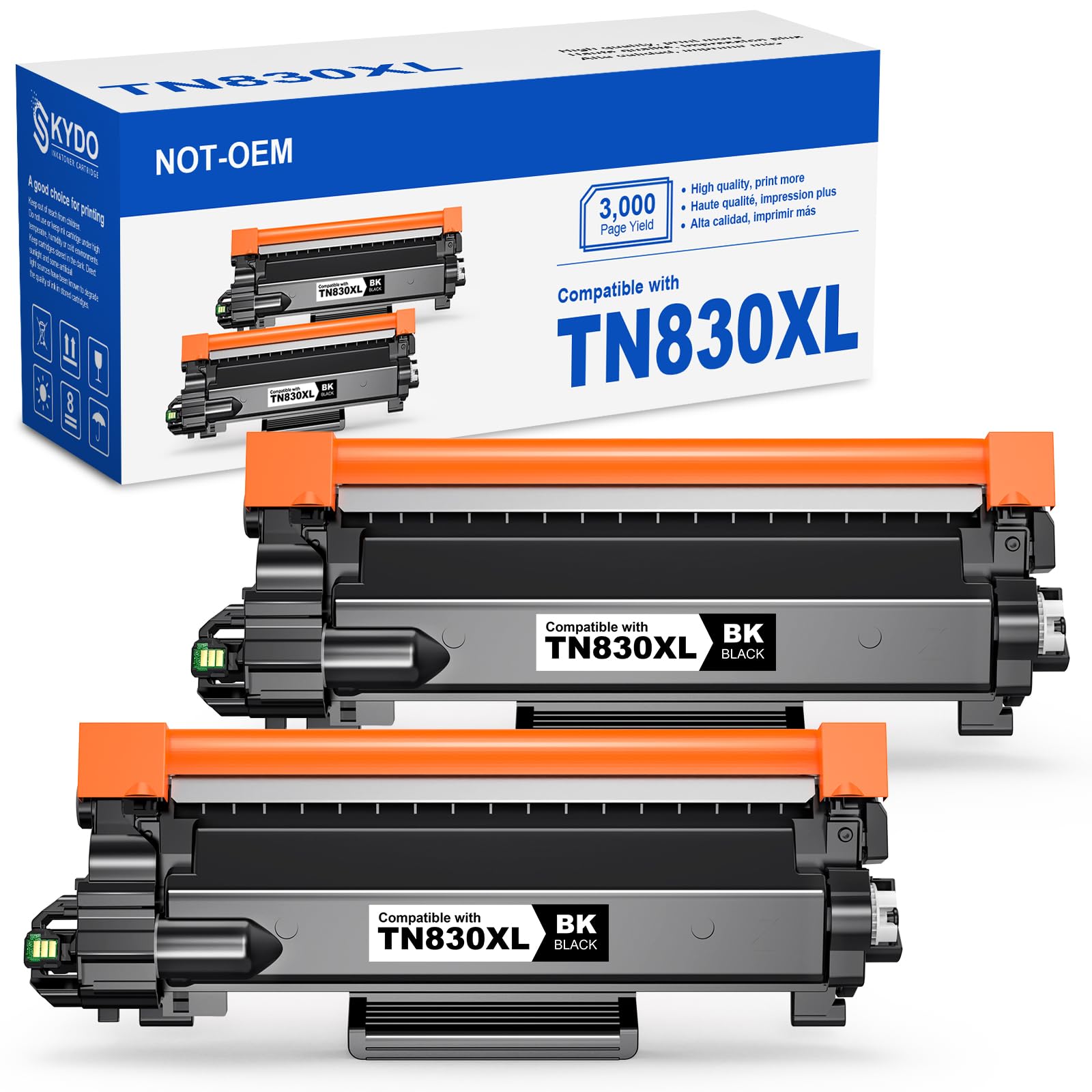 [with CHIP] TN830XL Toner Cartridge Compatible Replacement for TN830XL TN830BK TN830 XL Use with DCP-L2640DW HL-L2460DW MFC-L2820DW HL-L2400D HL-L2405W HL-L2865DW Printer Toner [2 Black]
