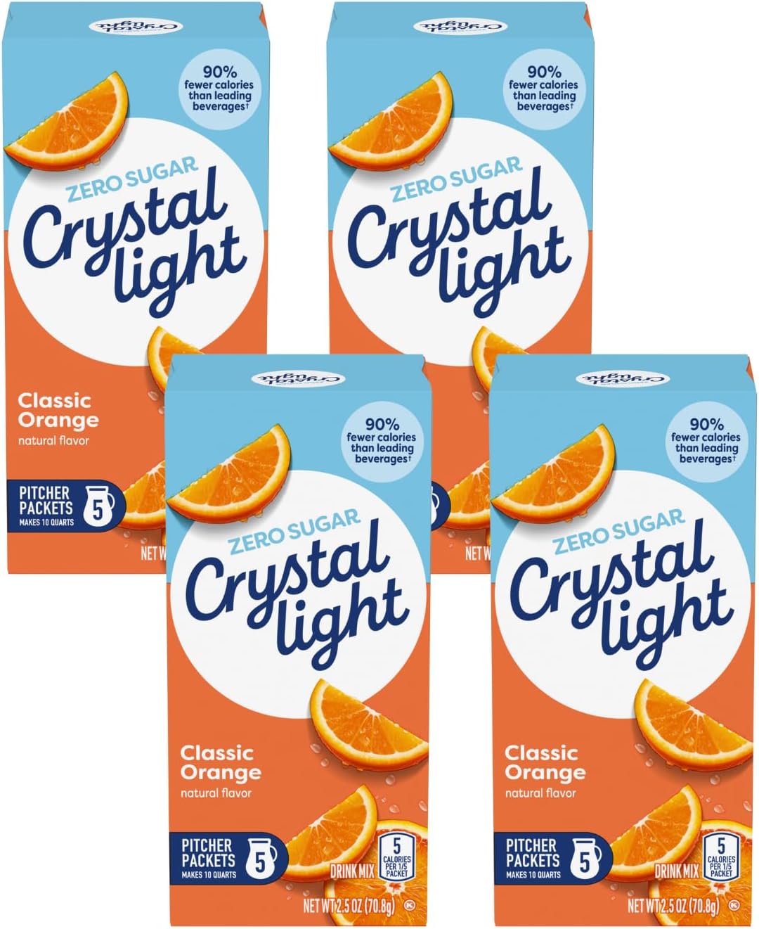 Classic Orange with Vitamin C & Calcium Drink Mix (20 Pitcher Packets, 4 Canisters of 5)