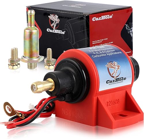 CarBole Bomba de combustible de gasolina eléctrica micro universal 5/16 pulgadas entrada y salida 12V 1-2A 35GPH 4-7 PSI. Presión de combustible de