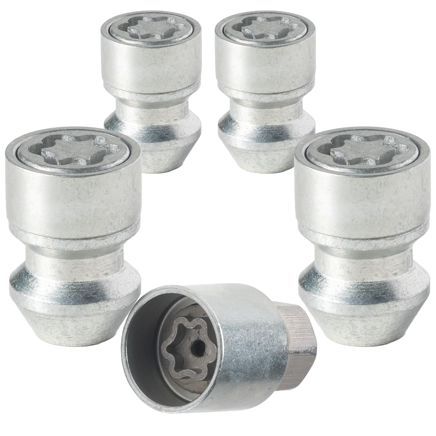 Farad Wheel-Locks Lug Nuts Suitable for Nissan Rogue (M12 X 1.25 Thread Size) - Set of 4 Lug Nuts + 1 Key Farad R1/E Galvanized Silver