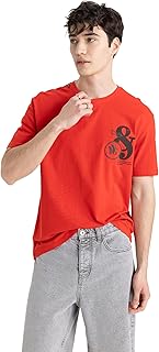 فانلة رياضية تريكو بطابع حديث وقصة عادية ورقبة دائرية ضيقة للرجال B8479AX من ديفاكتو