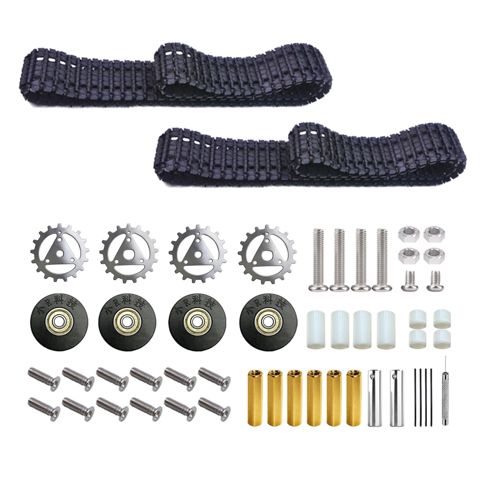 Adjustable Robot Tank Treads Kit with Drive Gears & Pin Removal Tool – Durable Tracks for DIY RC Cars, Robotics Projects, and Model Vehicles