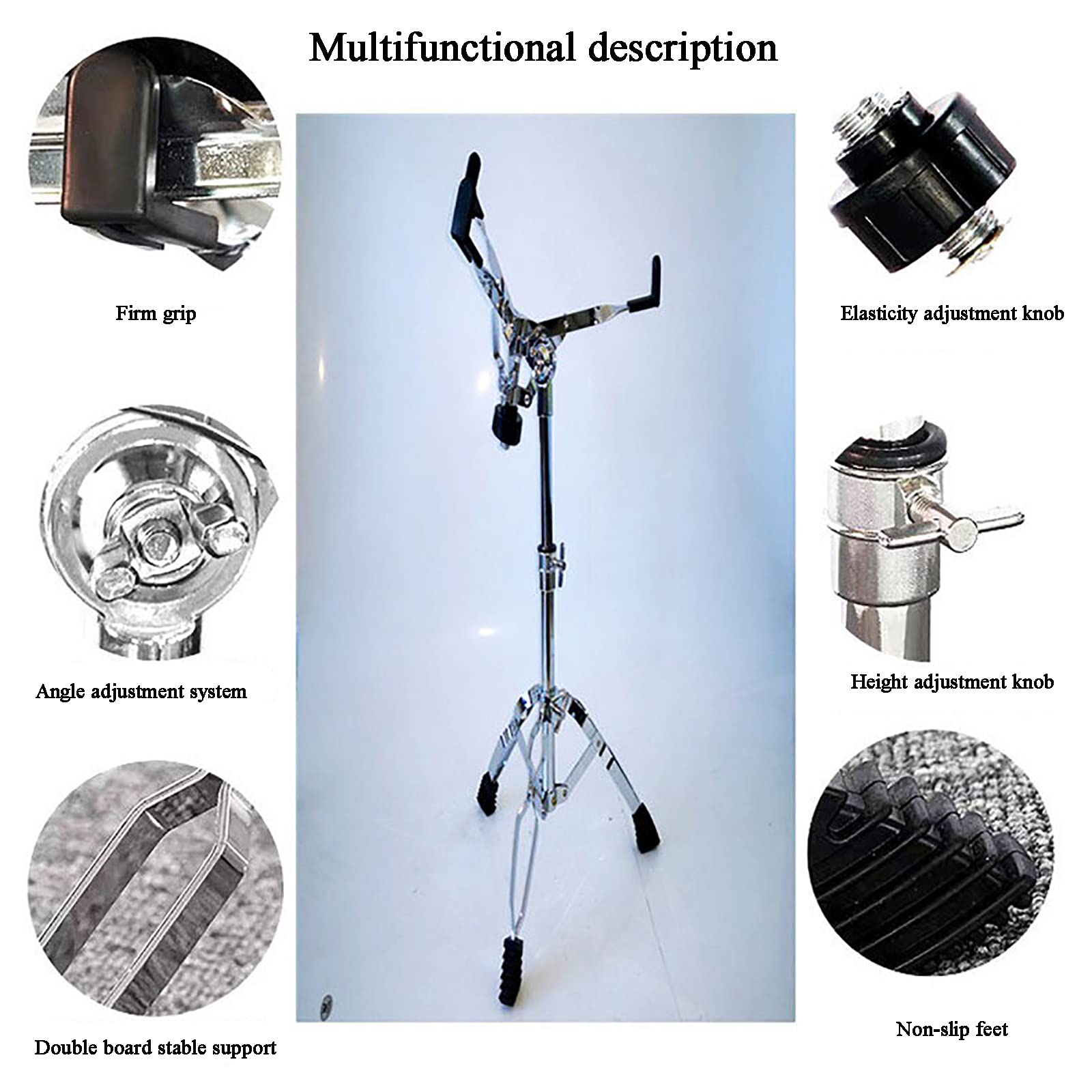 Soporte de Tambor de lengüeta de Acero, Soporte de Caja de trípode Ligero con Doble Refuerzo, Soporte de handpan Plegable, Tambores de handpan de Altura Ajustable