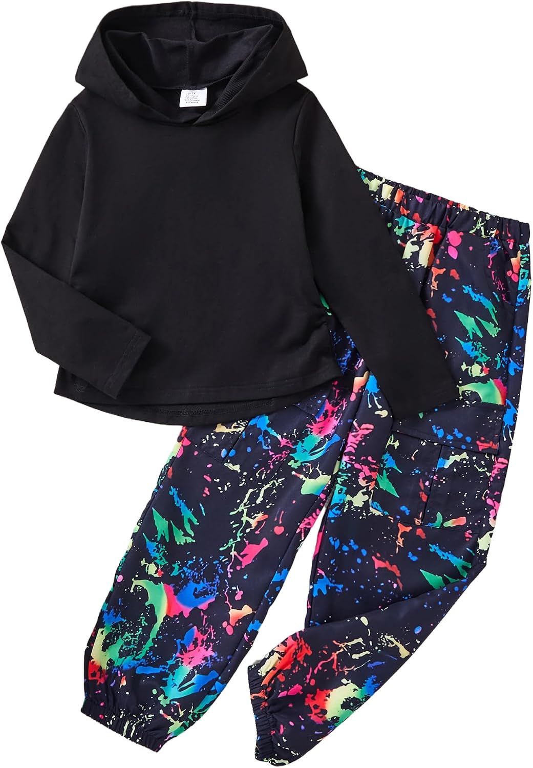 Girls Clothes Long Sleeve Ruched Drawstring Hoodie Tops Cargo Pants Fall Winter Teen Clothes for Girls 6-12