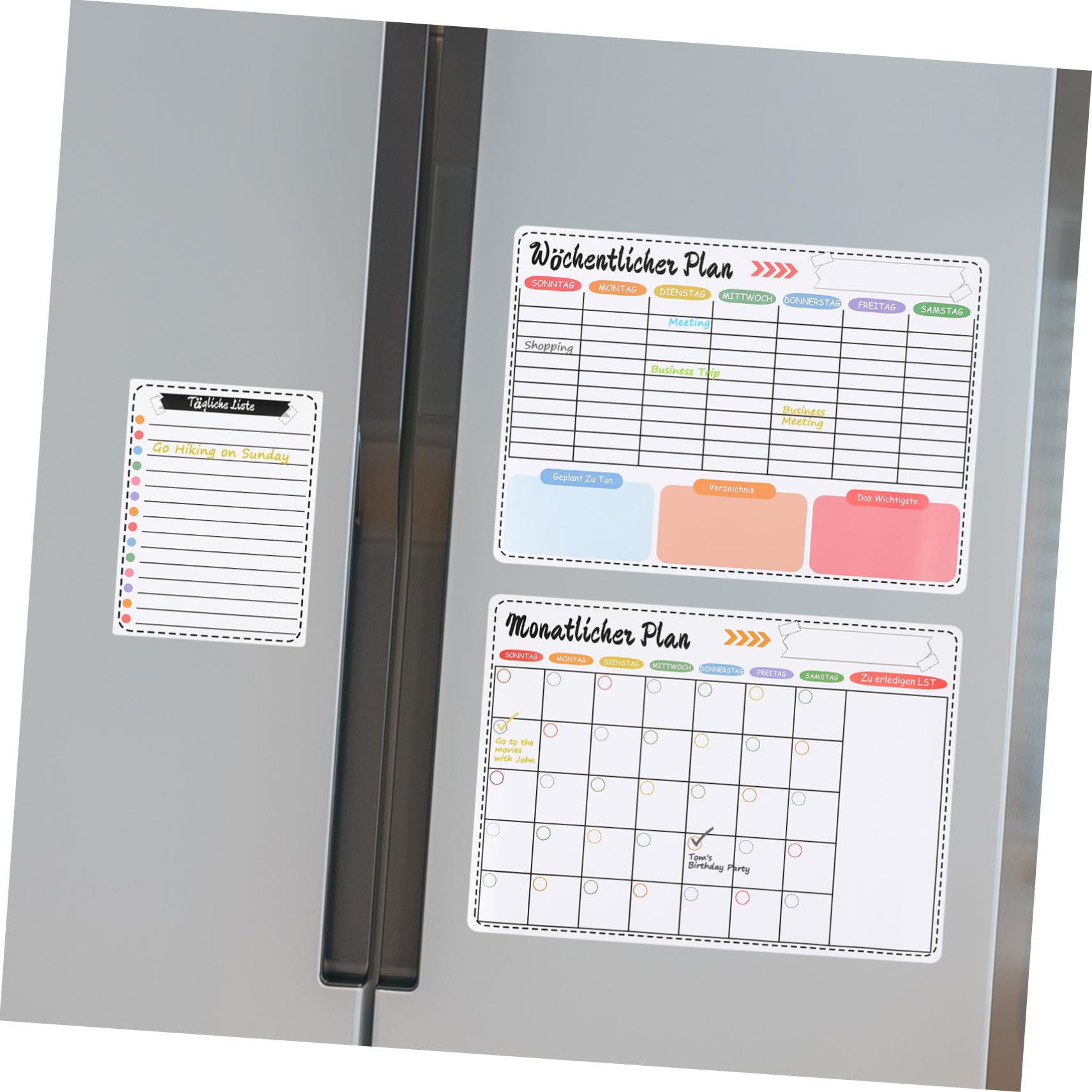Gadpiparty Magnetischer Wochenplaner und Großem Schreibbereich für Kühlschrank mit Abwischbarer Oberfläche Weißer Strapazierfähiger Kunststoff für Küche und Zuhause